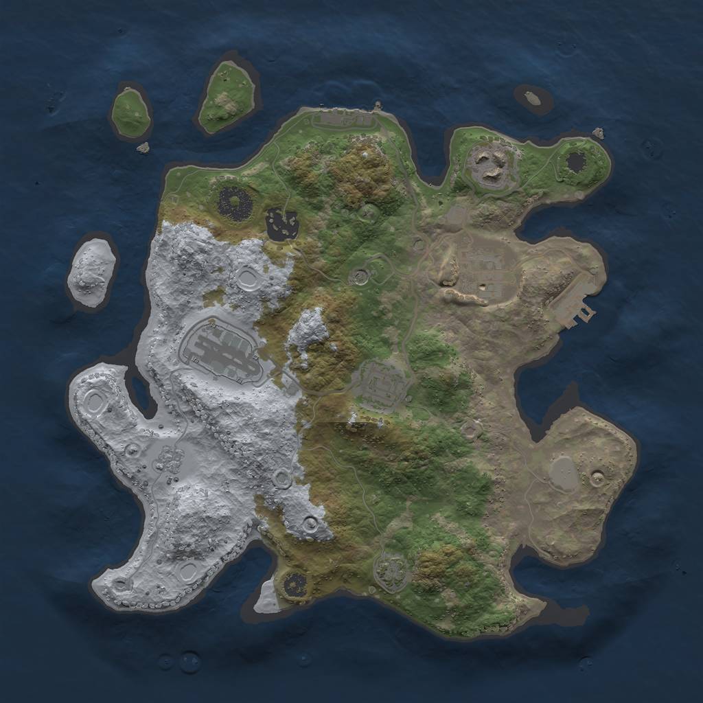 Rust Map: Procedural Map, Size: 3000, Seed: 14295, 12 Monuments