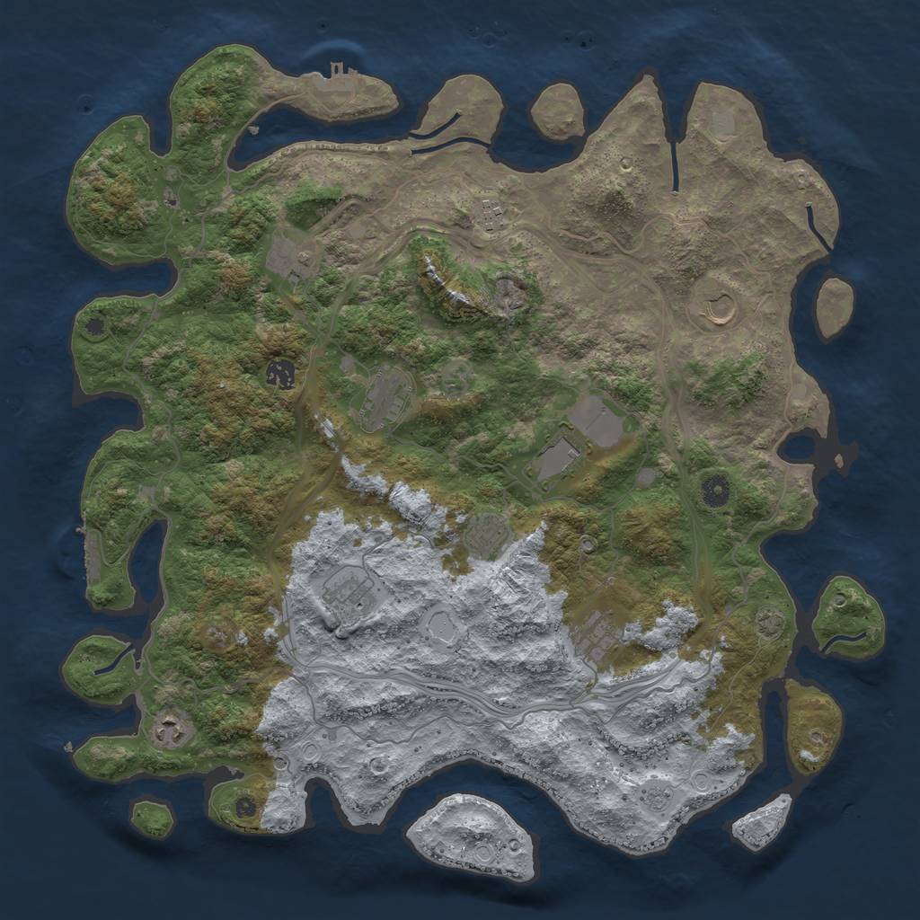 Rust Map: Procedural Map, Size: 4500, Seed: 609609, 17 Monuments