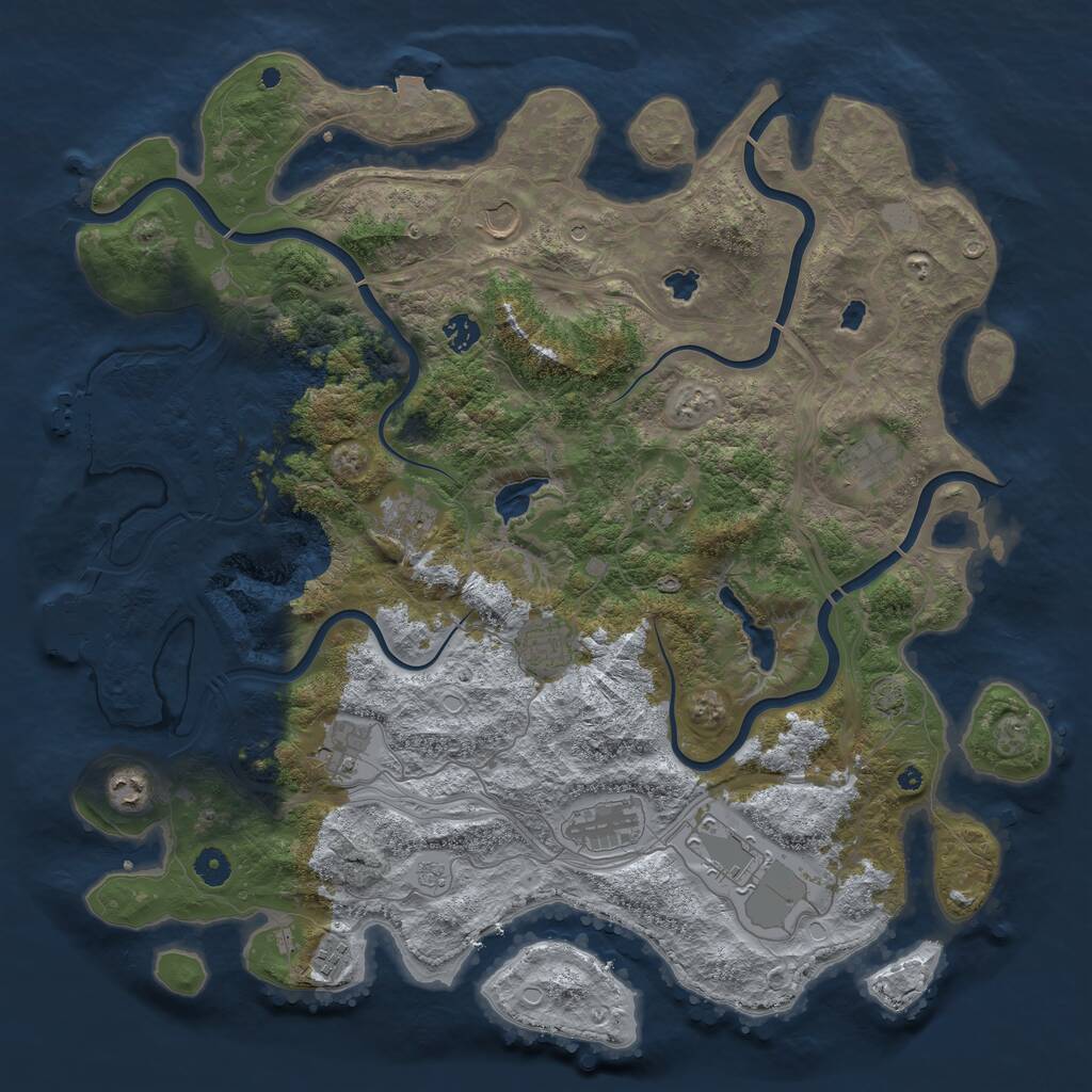 Rust Map: Procedural Map, Size: 4500, Seed: 609609, 17 Monuments