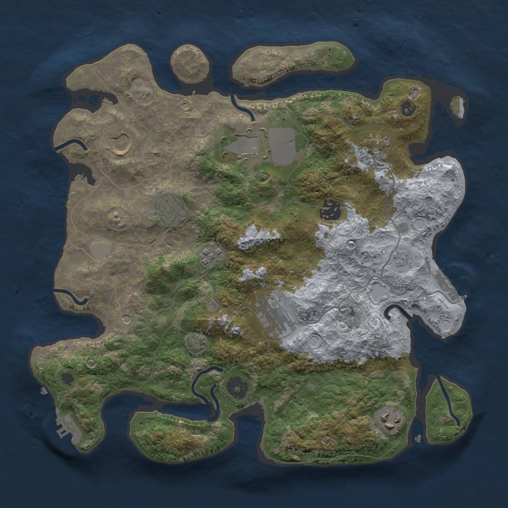 Rust Map: Procedural Map, Size: 3500, Seed: 44799949, 15 Monuments