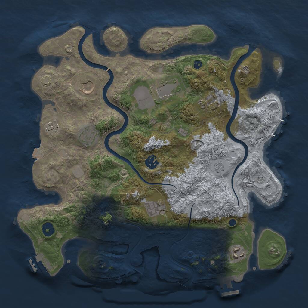 Rust Map: Procedural Map, Size: 3500, Seed: 44799949, 14 Monuments