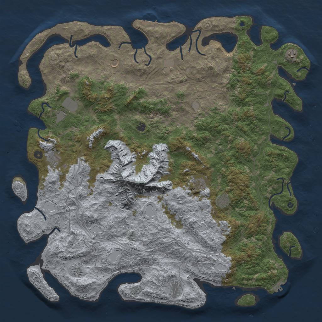 Rust Map: Procedural Map, Size: 5550, Seed: 2147483647, 18 Monuments