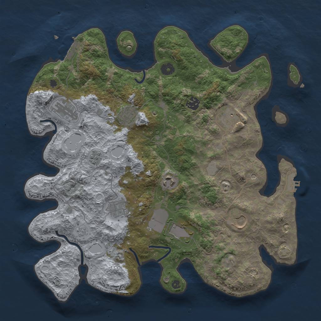 Rust Map: Procedural Map, Size: 3700, Seed: 1984849714, 16 Monuments