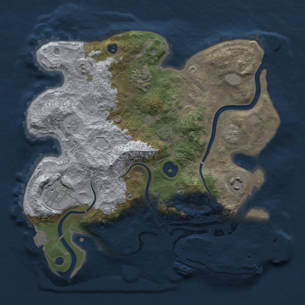 Rust Map: Procedural Map, Size: 3000, Seed: 1180333291, 10 Monuments