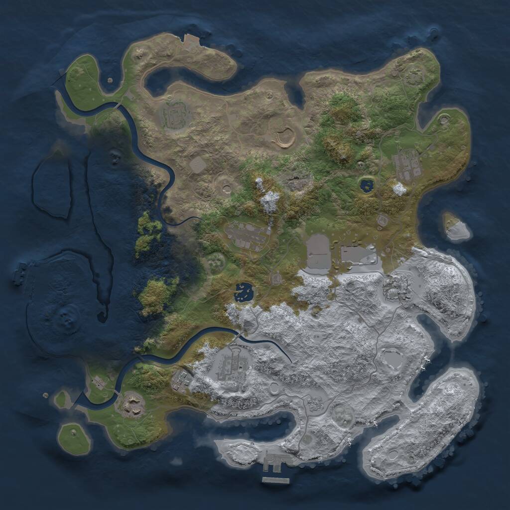 Rust Map: Procedural Map, Size: 3800, Seed: 54443214, 16 Monuments