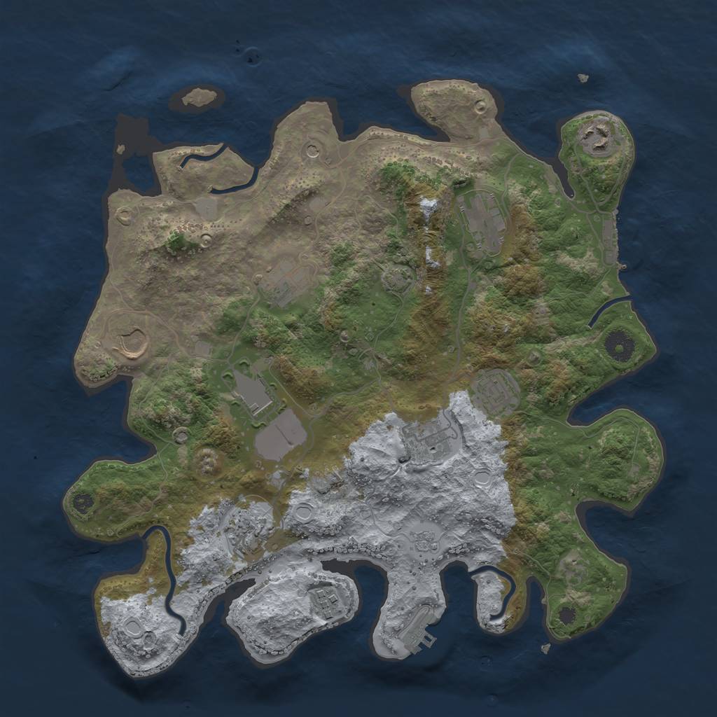 Rust Map: Procedural Map, Size: 3600, Seed: 20905, 16 Monuments