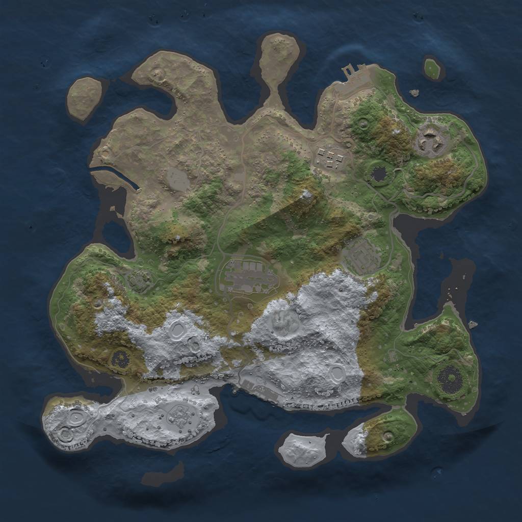 Rust Map: Procedural Map, Size: 3000, Seed: 26454, 10 Monuments