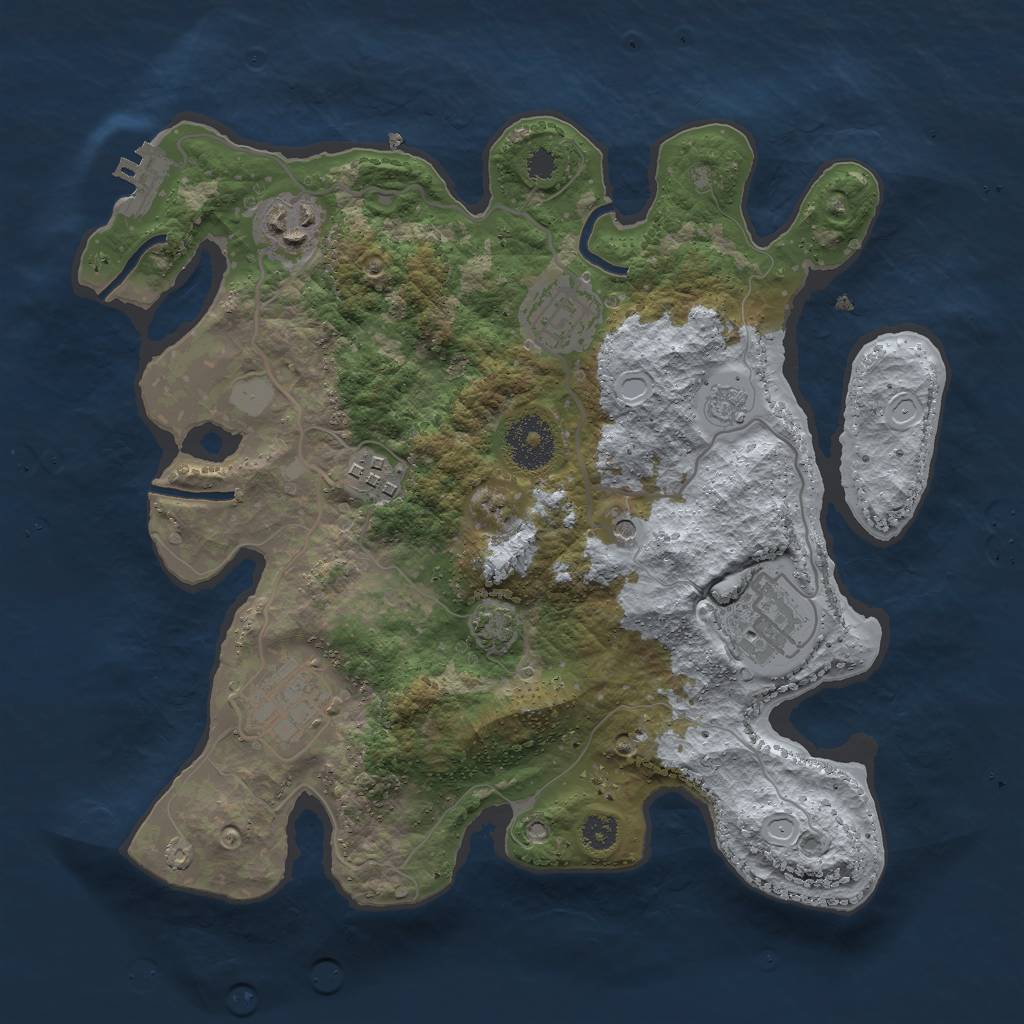 Rust Map: Procedural Map, Size: 3000, Seed: 21476, 11 Monuments