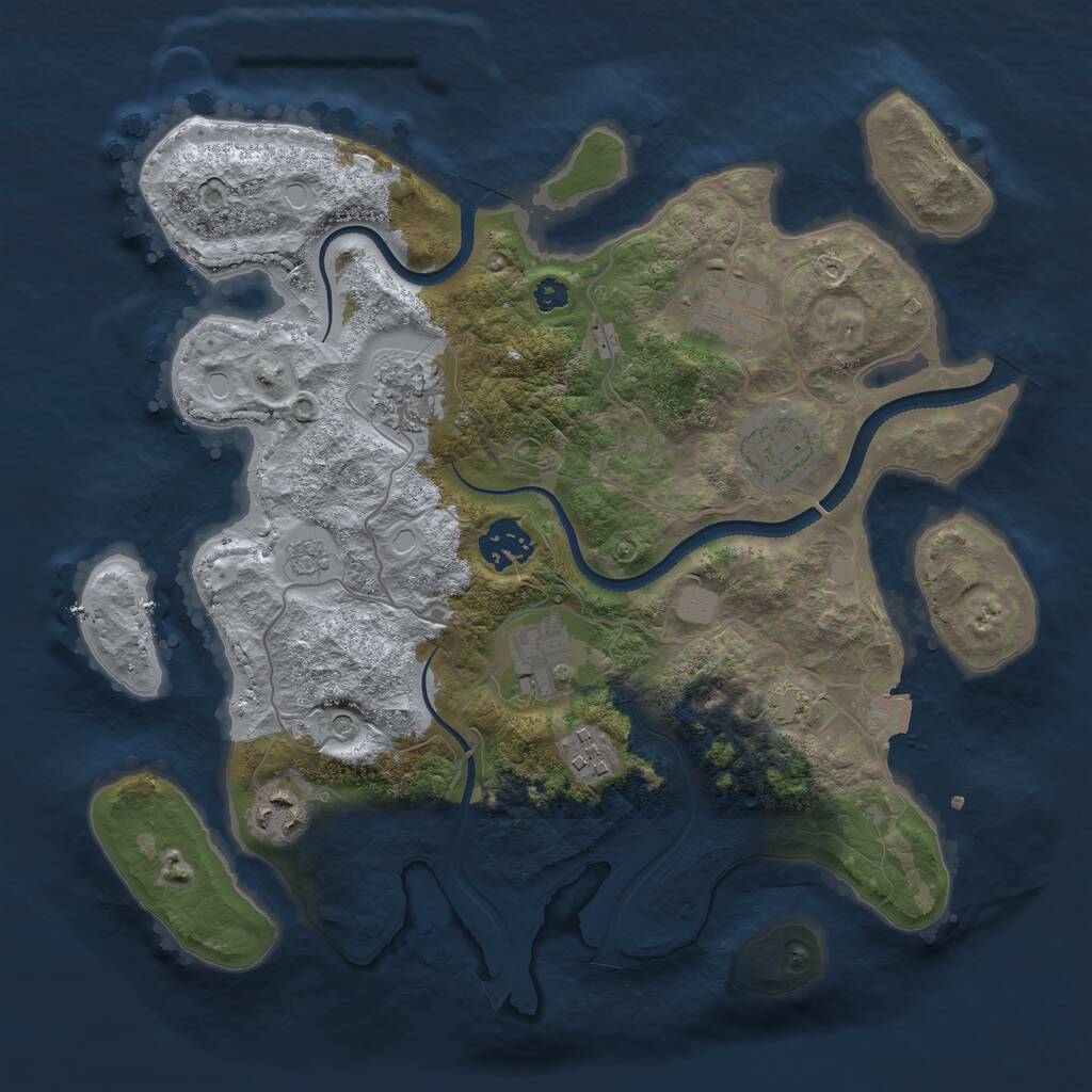 Rust Map: Procedural Map, Size: 3250, Seed: 4113, 11 Monuments