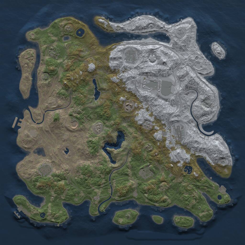 Rust Map: Procedural Map, Size: 4444, Seed: 712357698, 16 Monuments