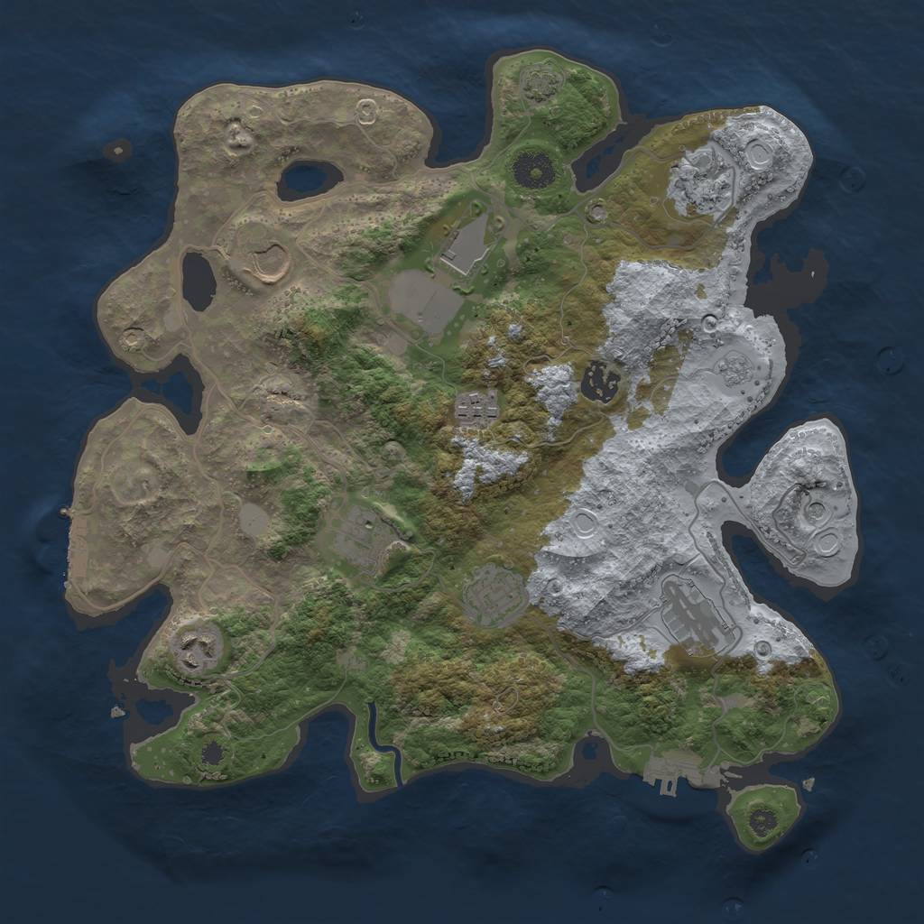 Rust Map: Procedural Map, Size: 3500, Seed: 765392, 16 Monuments
