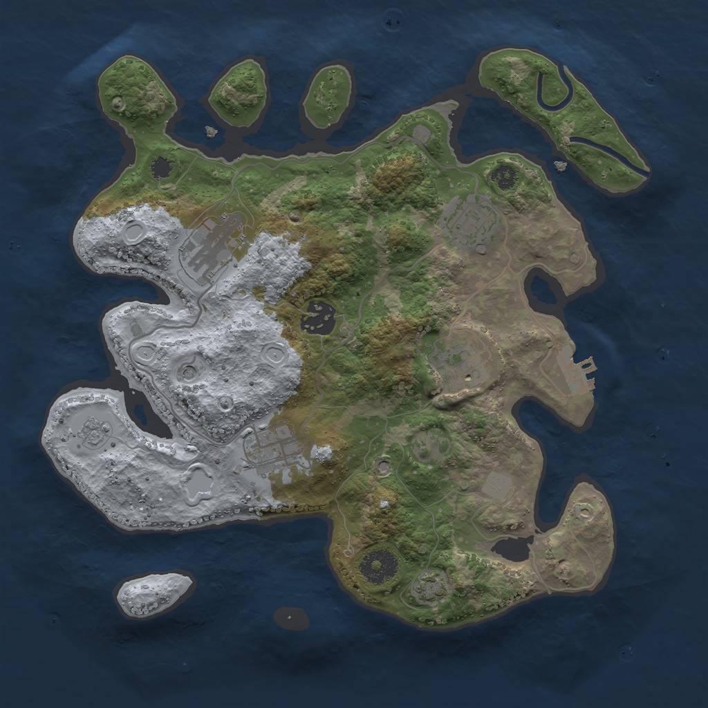 Rust Map: Procedural Map, Size: 3000, Seed: 665866758, 11 Monuments