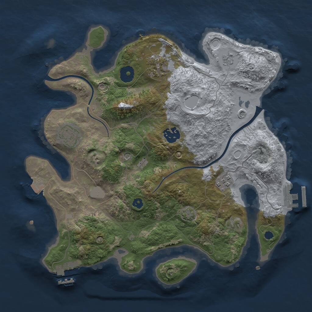 Rust Map: Procedural Map, Size: 3000, Seed: 2128546435, 10 Monuments