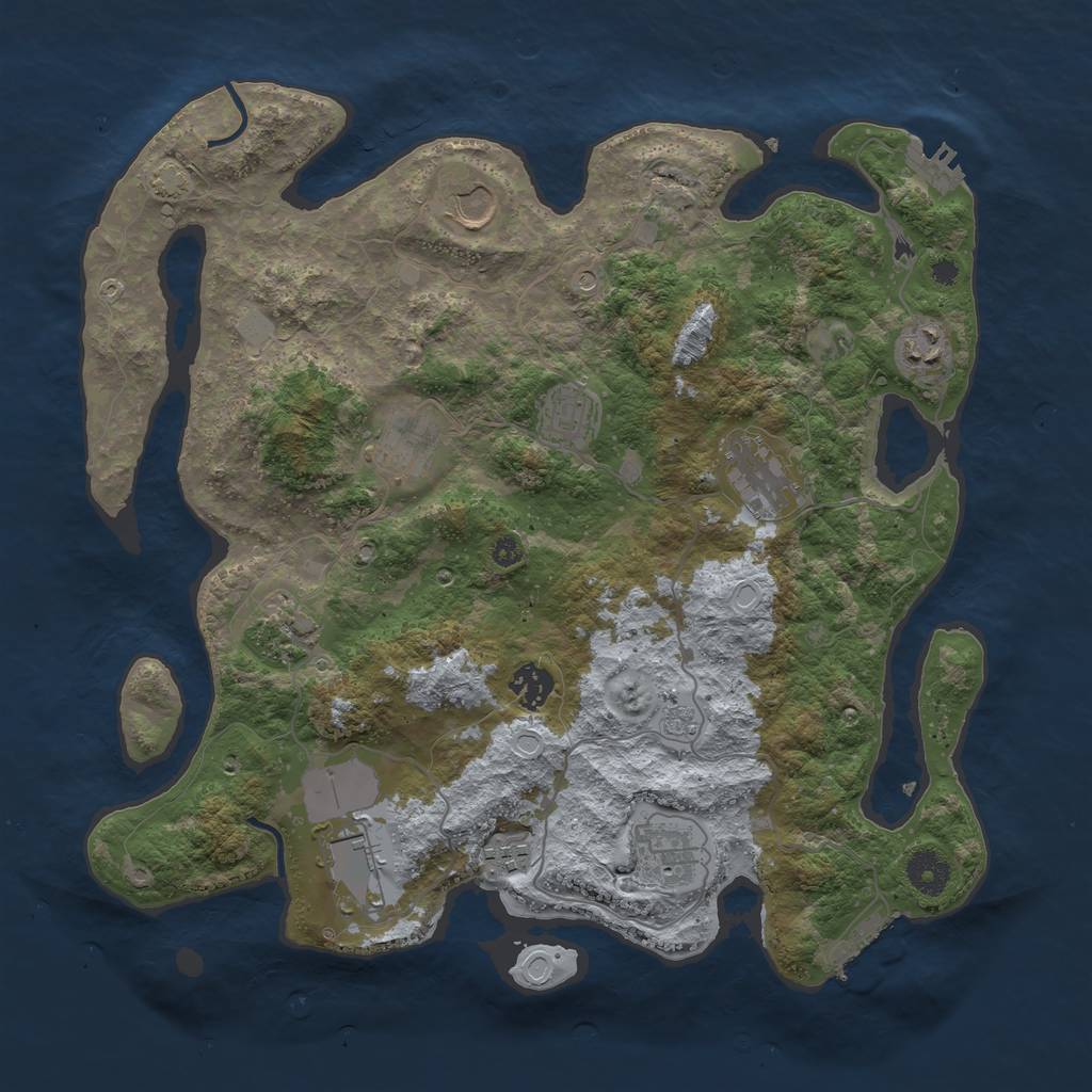 Rust Map: Procedural Map, Size: 3750, Seed: 2091286203, 17 Monuments