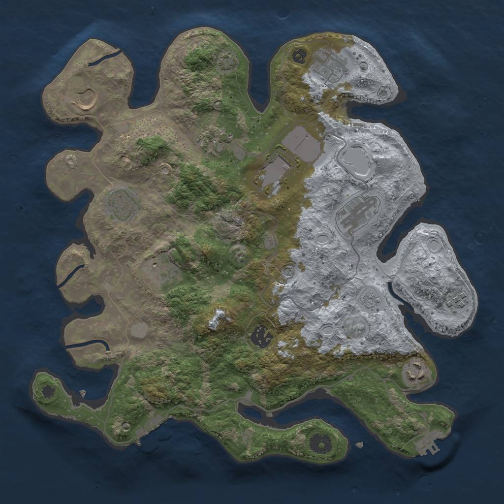 Rust Map: Procedural Map, Size: 3500, Seed: 1258045471, 17 Monuments