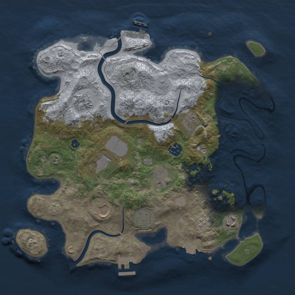 Rust Map: Procedural Map, Size: 3500, Seed: 1849431670, 15 Monuments