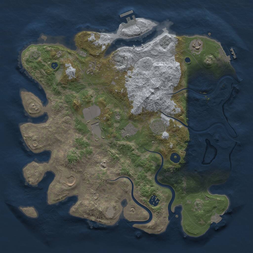 Rust Map: Procedural Map, Size: 3750, Seed: 1929905355, 14 Monuments