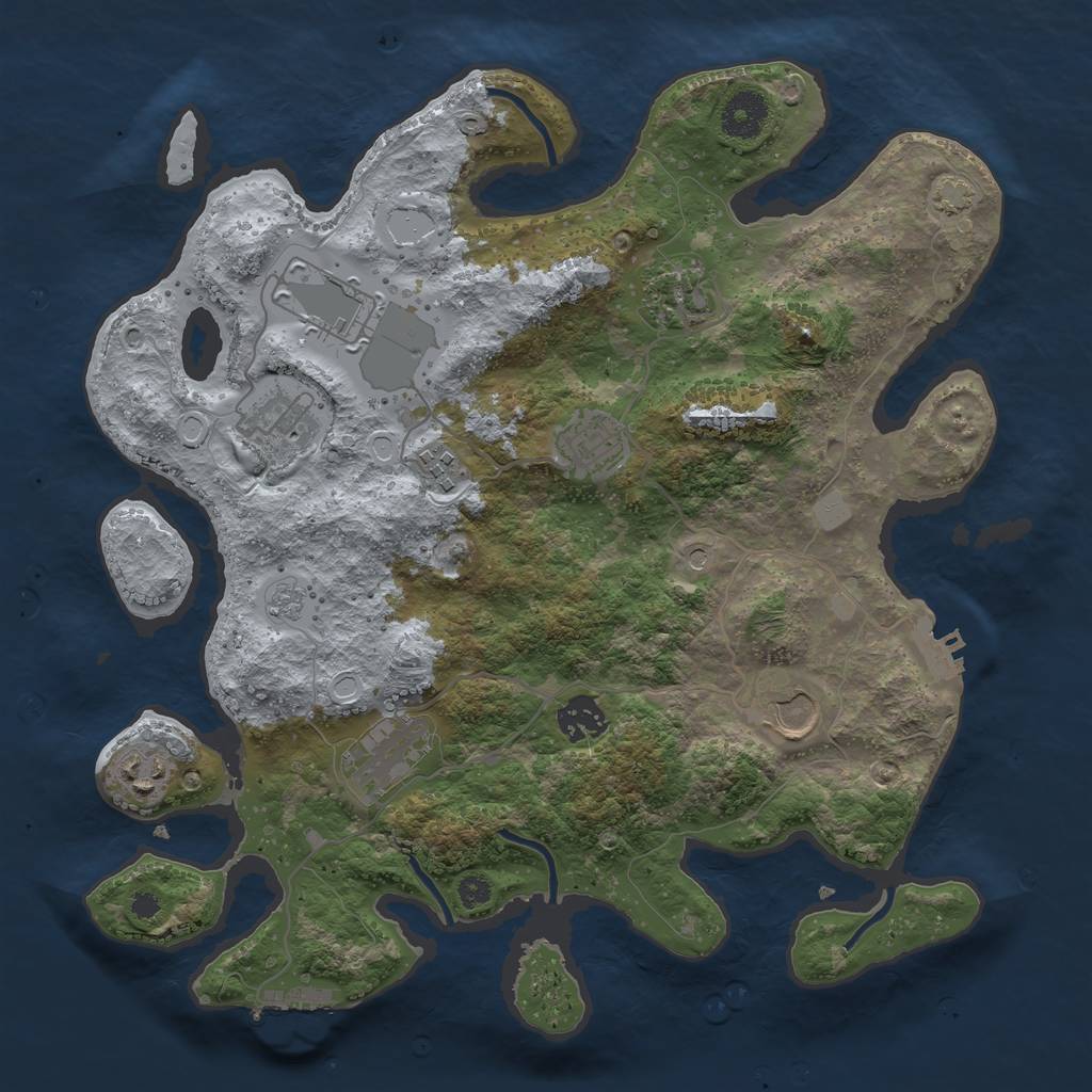 Rust Map: Procedural Map, Size: 3500, Seed: 1754455440, 16 Monuments