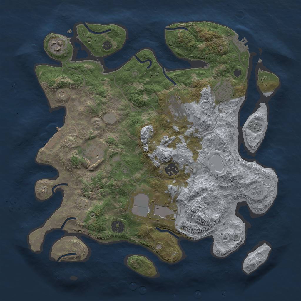 Rust Map: Procedural Map, Size: 3500, Seed: 779600995, 14 Monuments