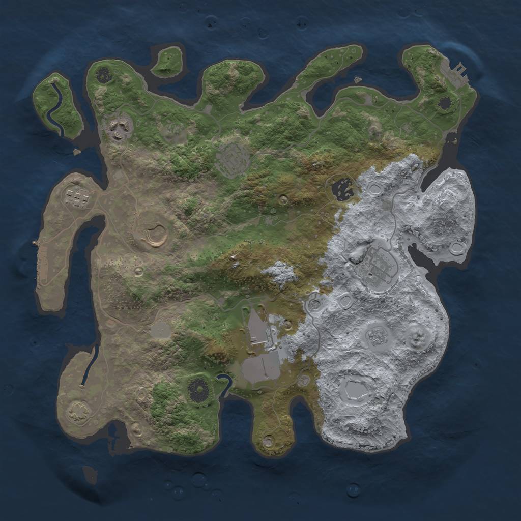 Rust Map: Procedural Map, Size: 3500, Seed: 90368594, 14 Monuments