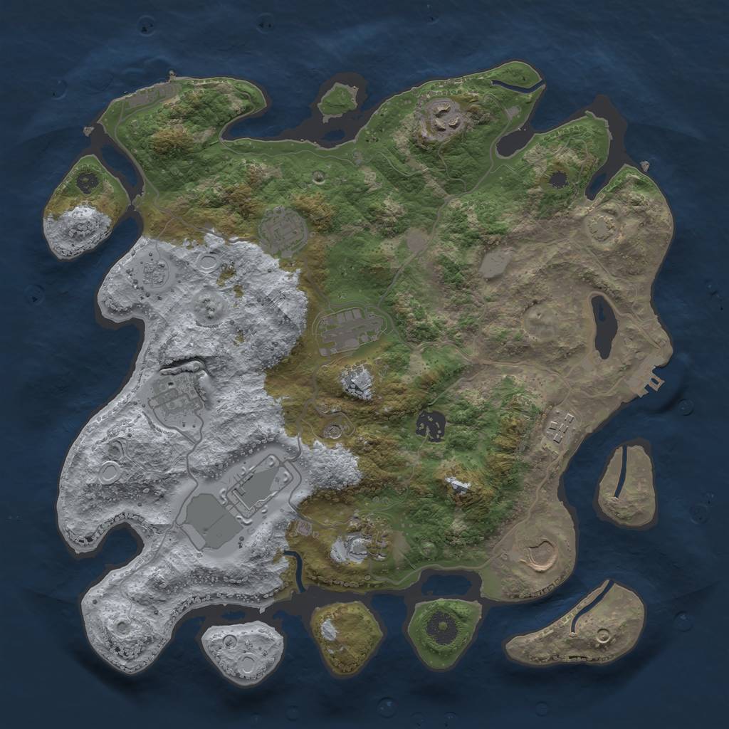 Rust Map: Procedural Map, Size: 3500, Seed: 1395837763, 16 Monuments