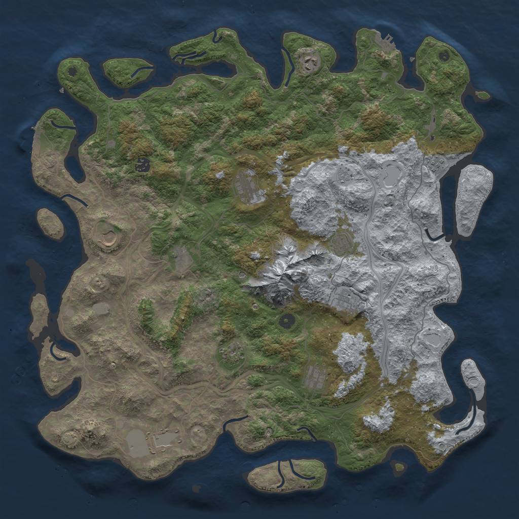 Rust Map: Procedural Map, Size: 5000, Seed: 4878441, 18 Monuments