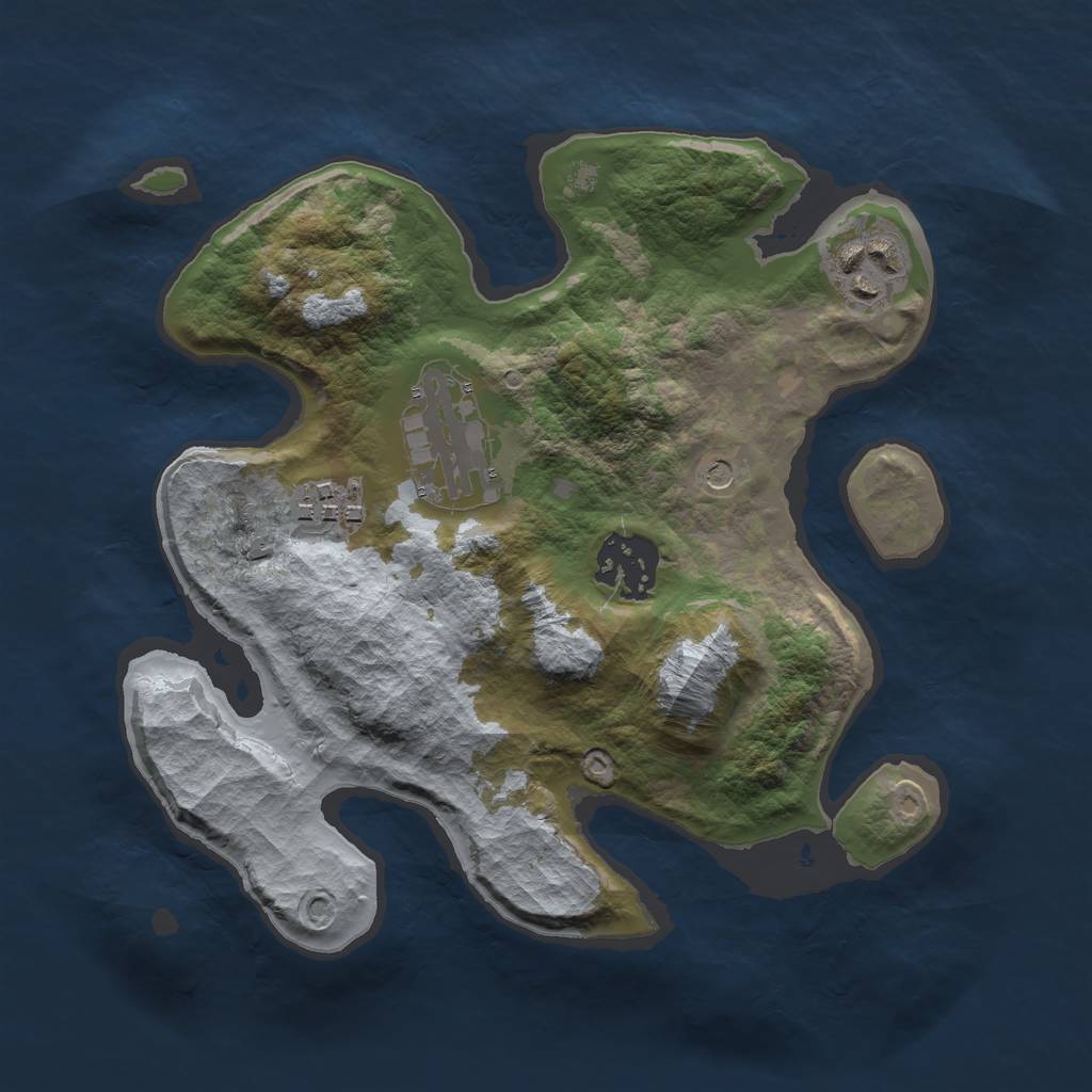 Rust Map: Barren, Size: 2500, Seed: 240673, 7 Monuments