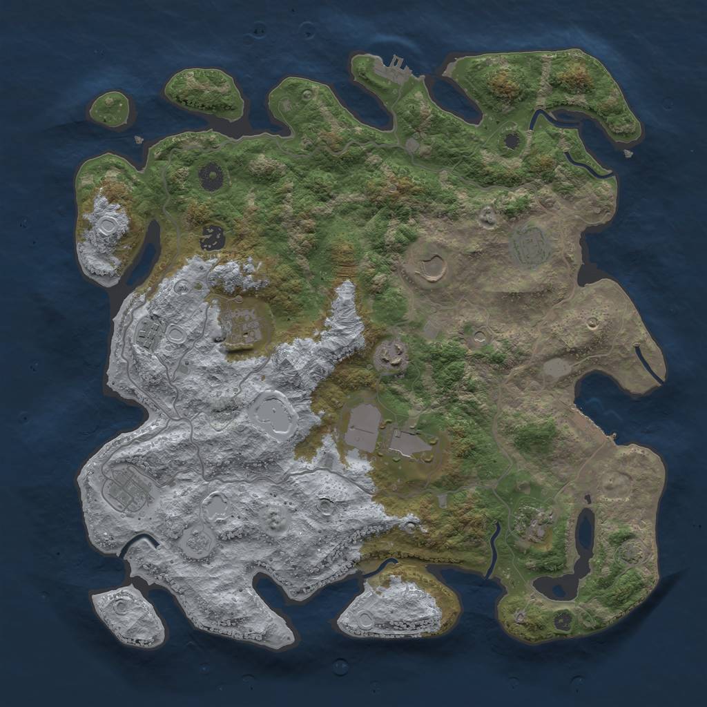 Rust Map: Procedural Map, Size: 4000, Seed: 185242872, 16 Monuments