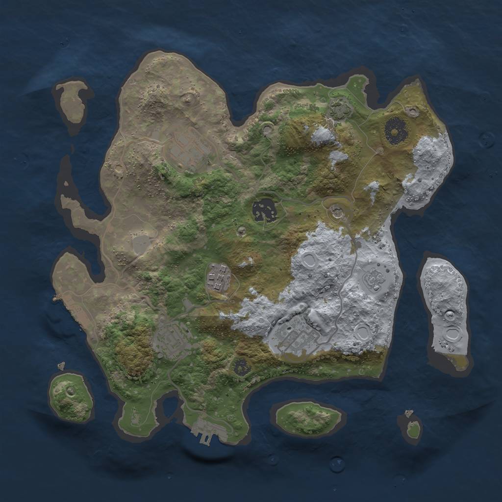 Rust Map: Procedural Map, Size: 3000, Seed: 10525, 12 Monuments