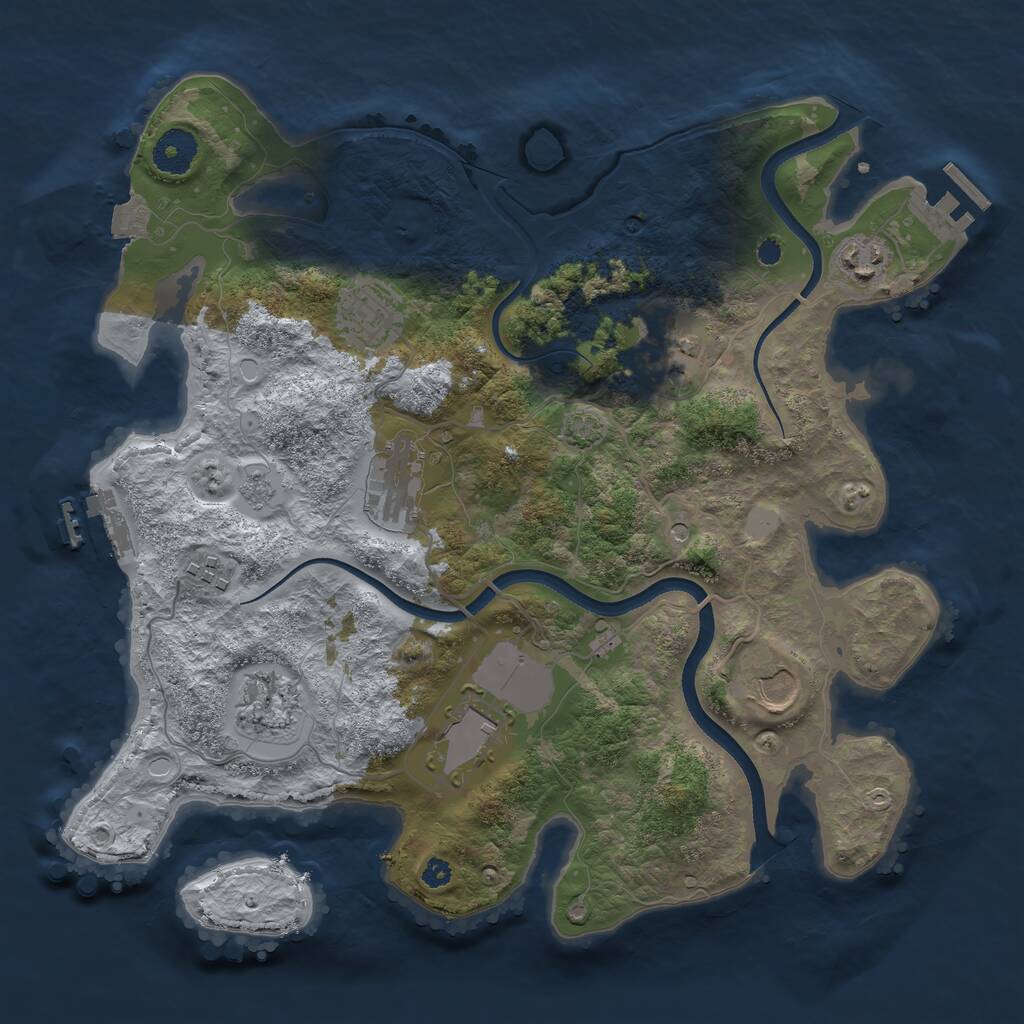 Rust Map: Procedural Map, Size: 3500, Seed: 90044672, 14 Monuments