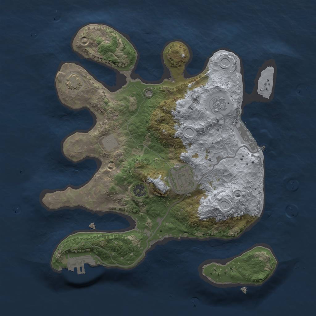 Rust Map: Procedural Map, Size: 2500, Seed: 1320091316, 7 Monuments