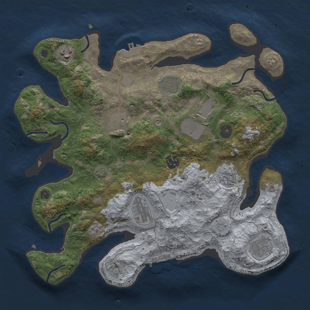 Rust Map: Procedural Map, Size: 3500, Seed: 1614020664, 16 Monuments