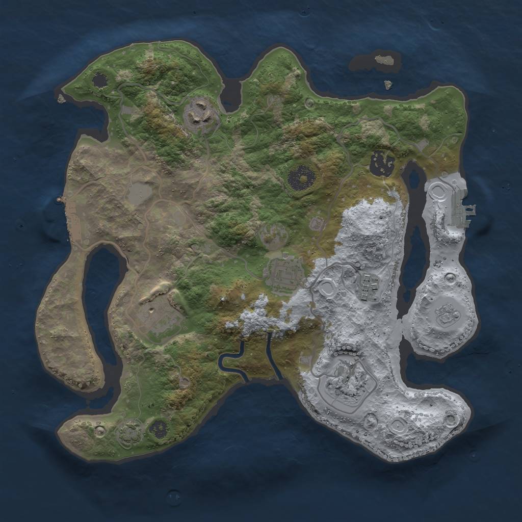 Rust Map: Procedural Map, Size: 3000, Seed: 505, 12 Monuments