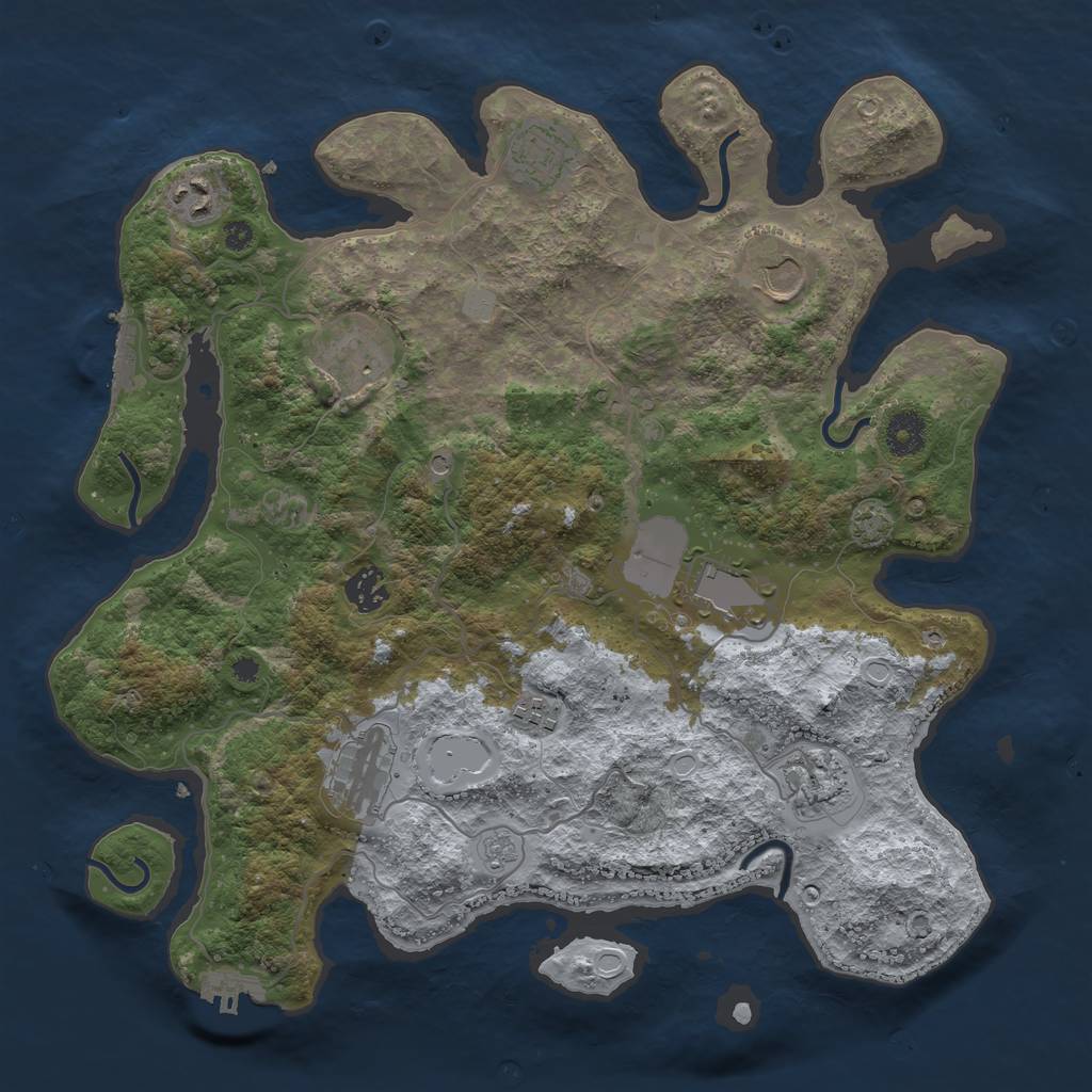 Rust Map: Procedural Map, Size: 3750, Seed: 491980497, 16 Monuments