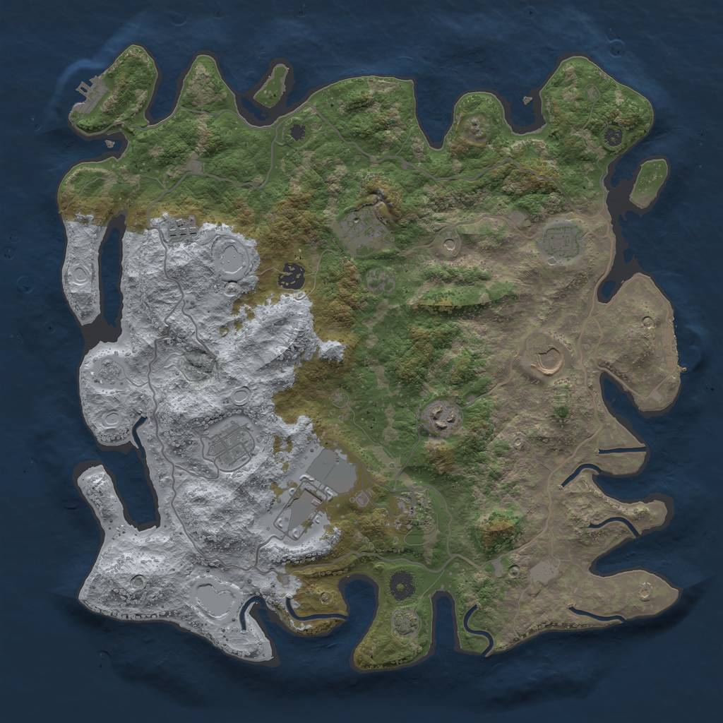 Rust Map: Procedural Map, Size: 4000, Seed: 180331491, 16 Monuments