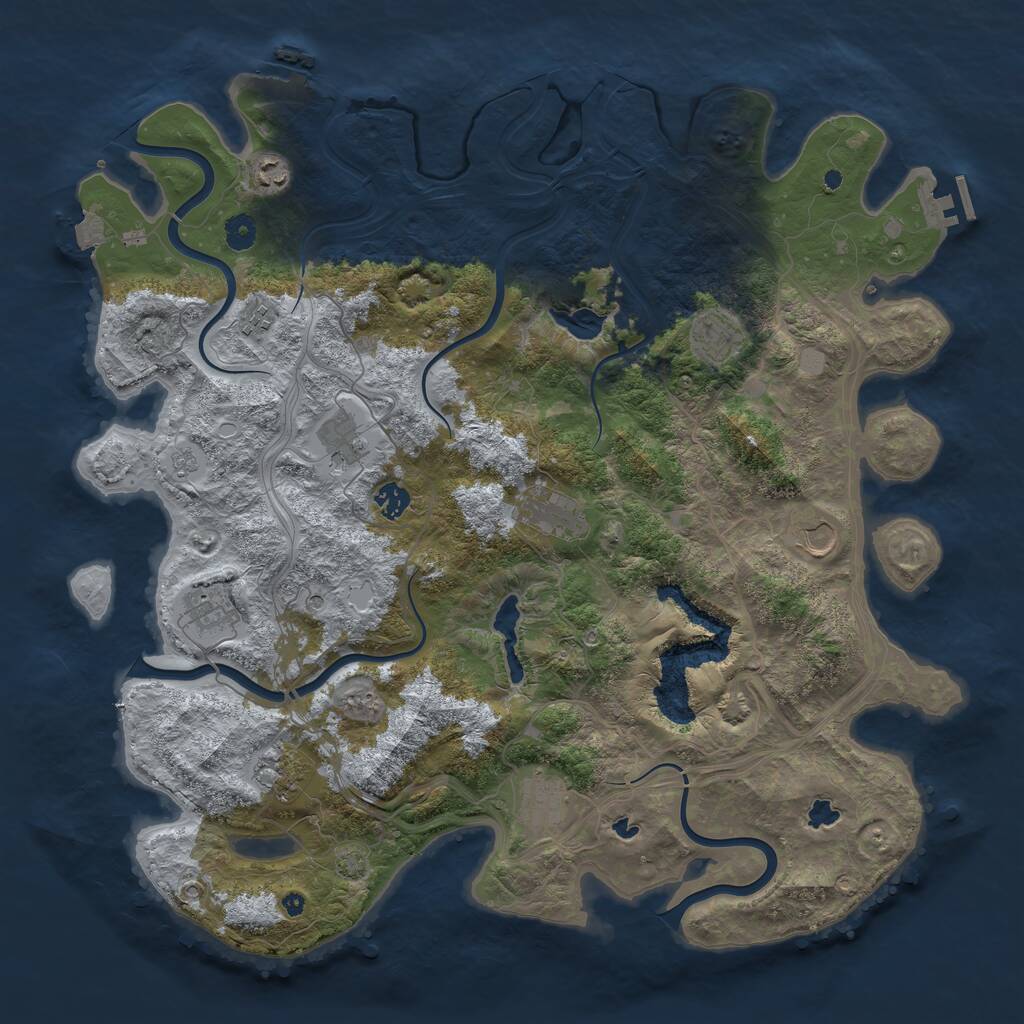 Rust Map: Procedural Map, Size: 4500, Seed: 1483245890, 16 Monuments
