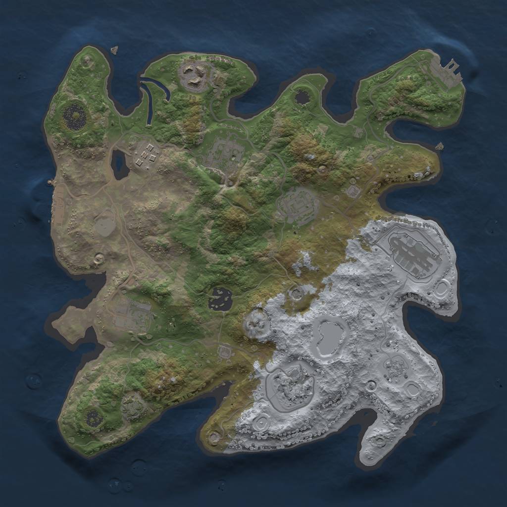 Rust Map: Procedural Map, Size: 3069, Seed: 1818778848, 15 Monuments