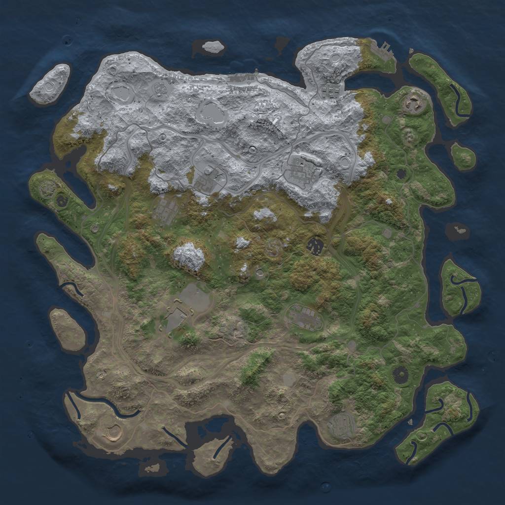 Rust Map: Procedural Map, Size: 4500, Seed: 1796732539, 17 Monuments