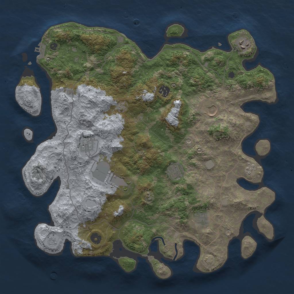 Rust Map: Procedural Map, Size: 4000, Seed: 951233242, 14 Monuments