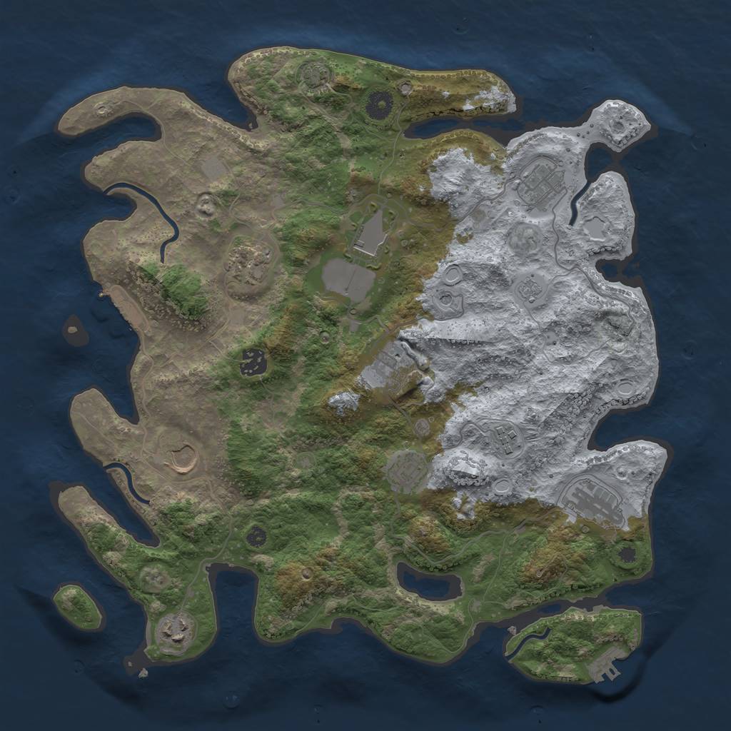 Rust Map: Procedural Map, Size: 3850, Seed: 1235454, 17 Monuments