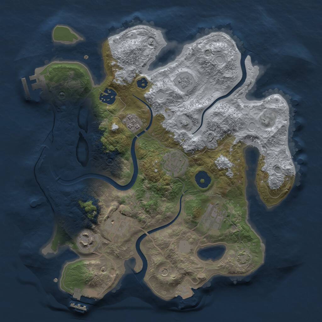 Rust Map: Procedural Map, Size: 3000, Seed: 2134864253, 12 Monuments