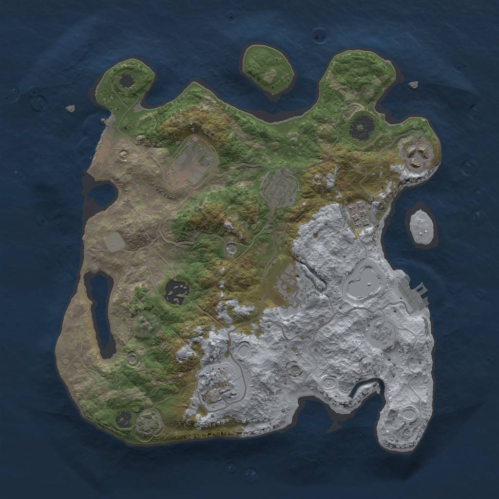 Rust Map: Procedural Map, Size: 3000, Seed: 12025, 14 Monuments