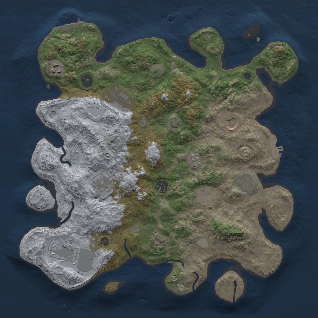 Rust Map: Procedural Map, Size: 3800, Seed: 1384416132, 17 Monuments