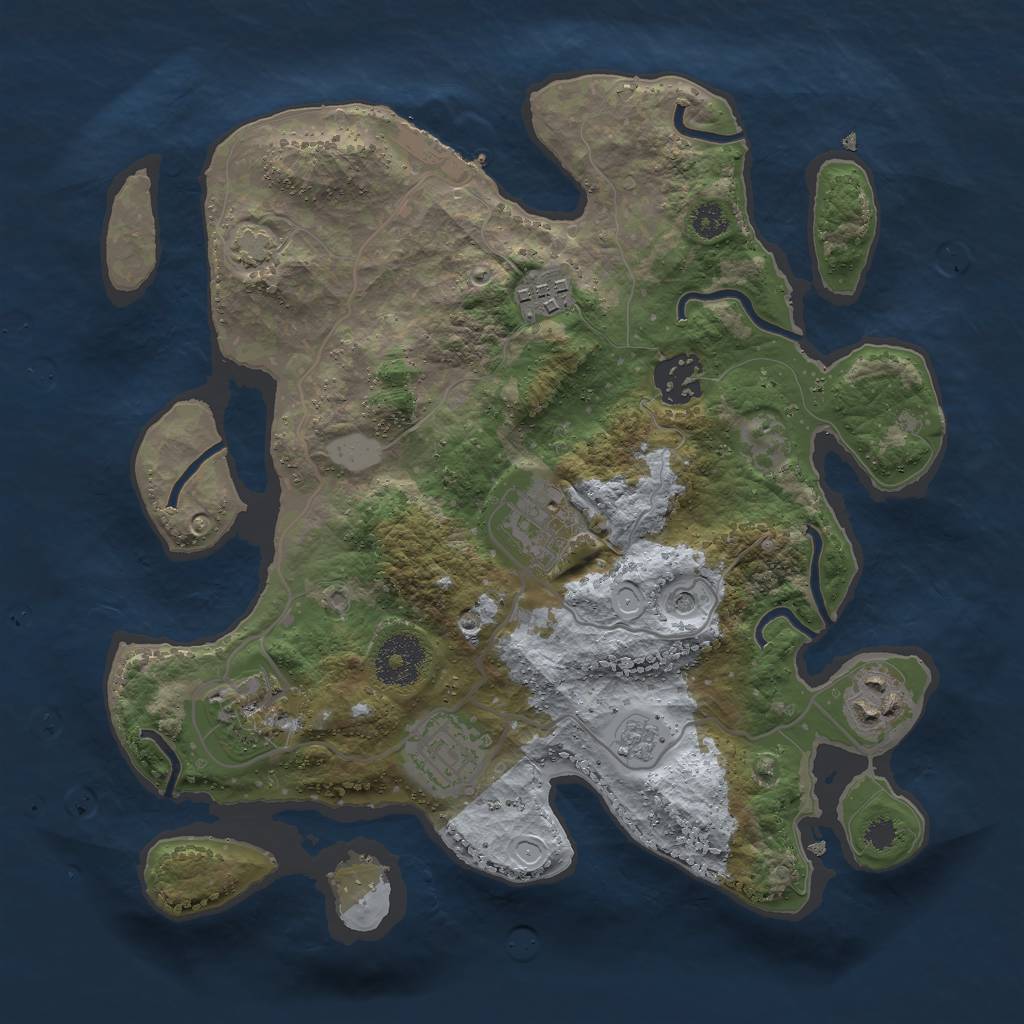 Rust Map: Procedural Map, Size: 3000, Seed: 1623341, 12 Monuments