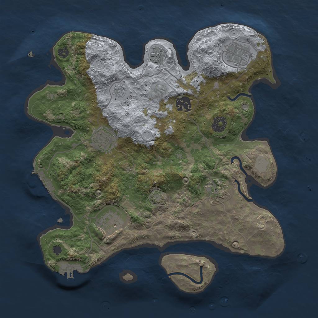 Rust Map: Procedural Map, Size: 3000, Seed: 34535345, 12 Monuments