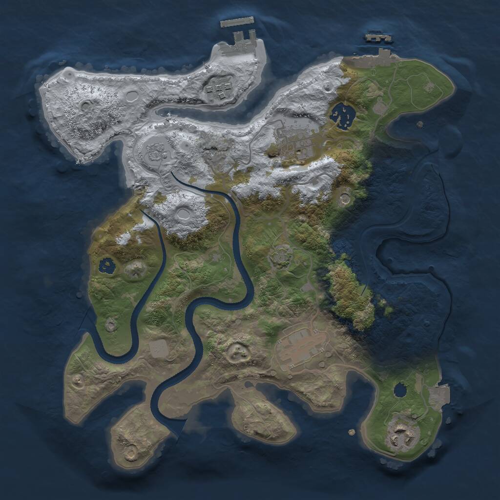Rust Map: Procedural Map, Size: 3000, Seed: 2616, 11 Monuments