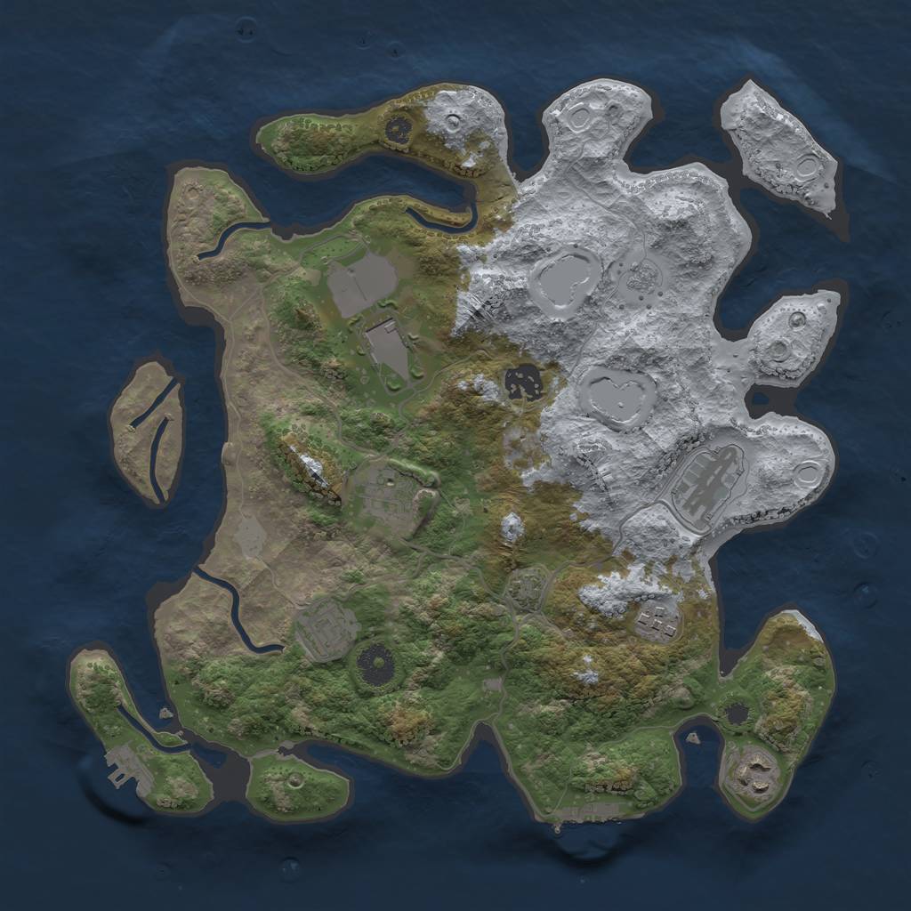 Rust Map: Procedural Map, Size: 3500, Seed: 145466241, 13 Monuments