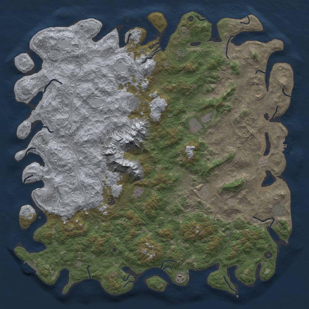 Rust Map: Procedural Map, Size: 6000, Seed: 934505590, 18 Monuments