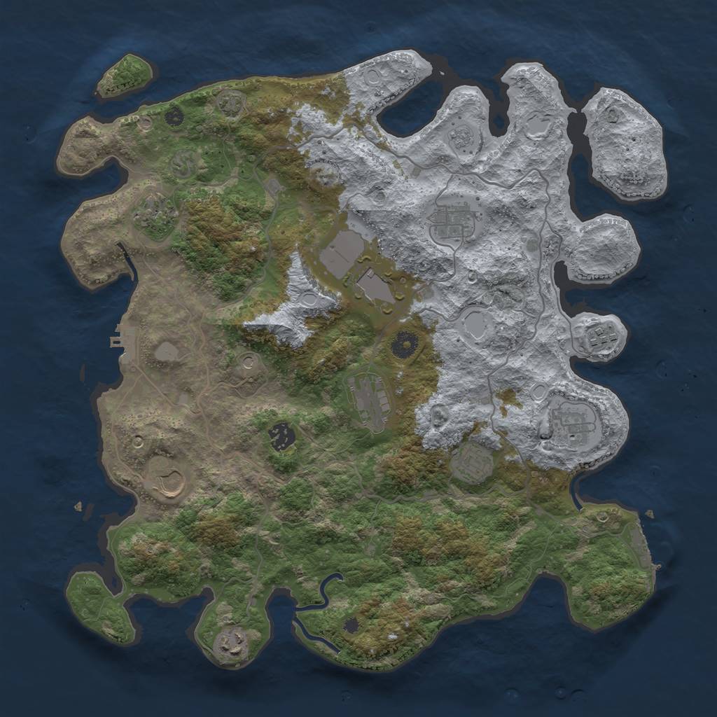 Rust Map: Procedural Map, Size: 4000, Seed: 2031871324, 17 Monuments