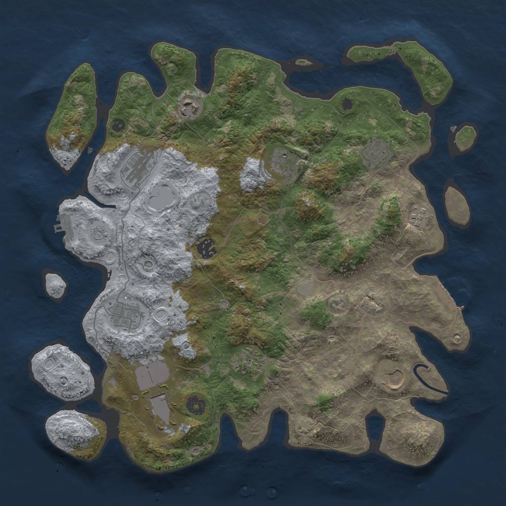 Rust Map: Procedural Map, Size: 3890, Seed: 12345, 17 Monuments